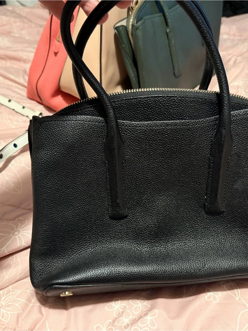 kate spade Black Pebbled Leather Satchel with Top Handles
